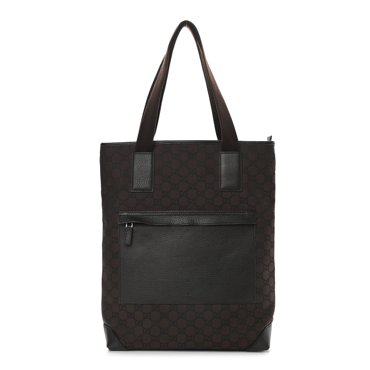 Gucci Nylon Calfskin Monogram Tall Tote Brown 1 of 9