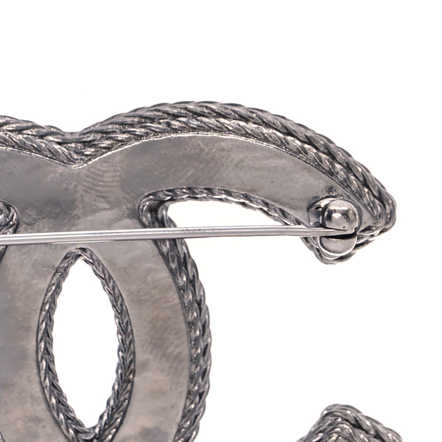 Chanel Tweed CC Brooch Silver Multicolor 4 of 4