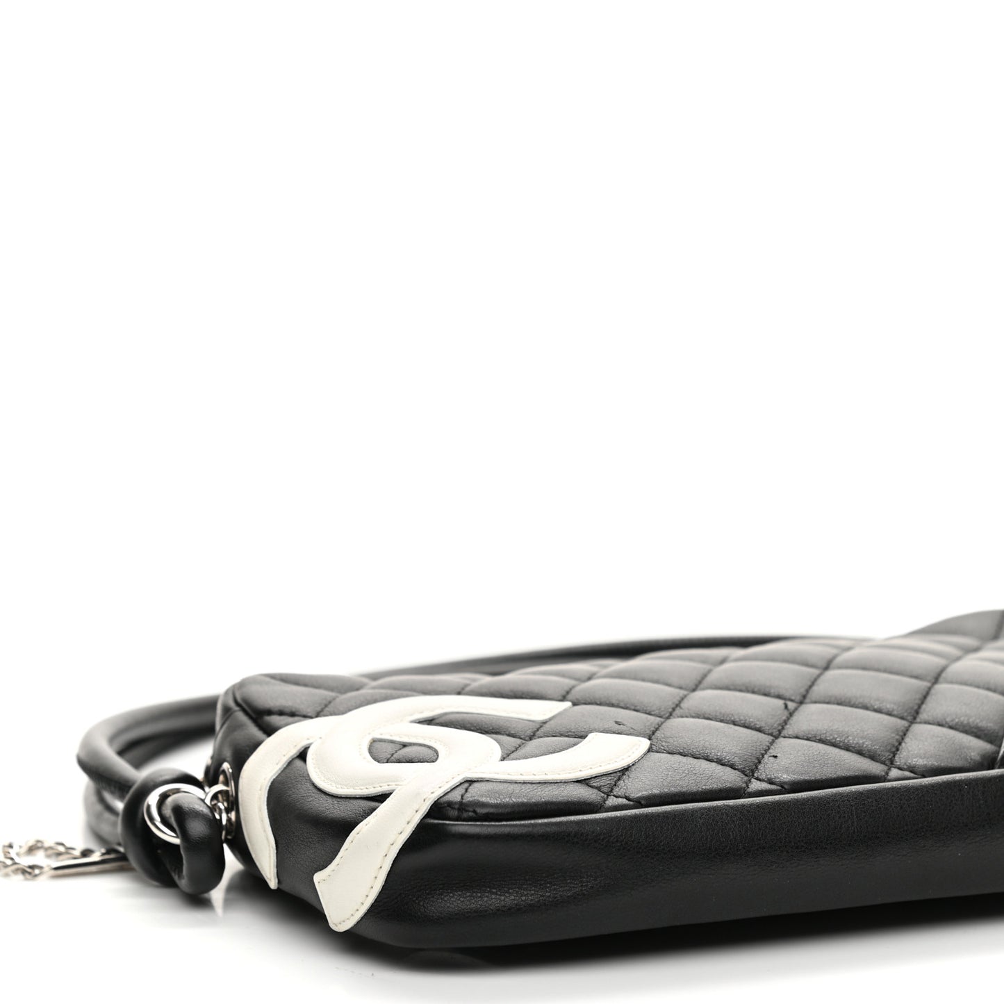 Calfskin Quilted Cambon Pochette Black White