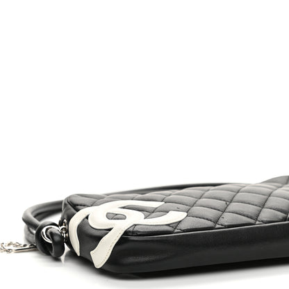 Chanel Calfskin Quilted Cambon Pochette Black White 8 of 10