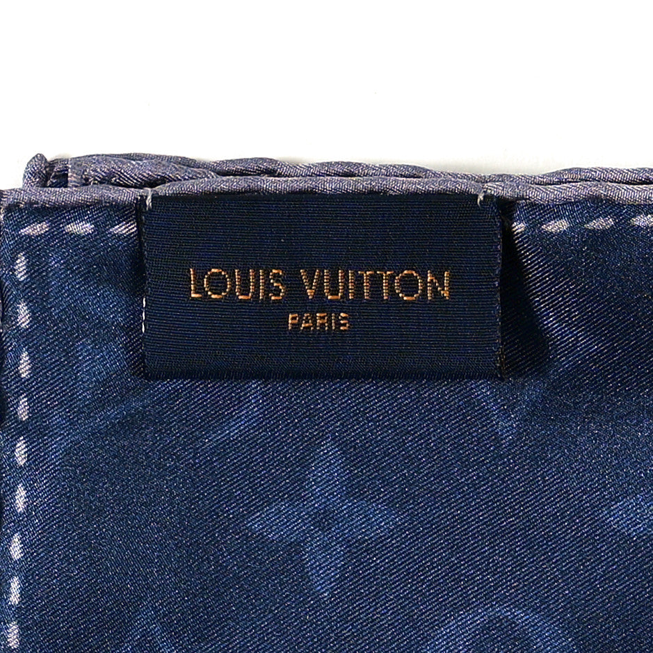 Monogram Silk Dog Pocket Square Blue