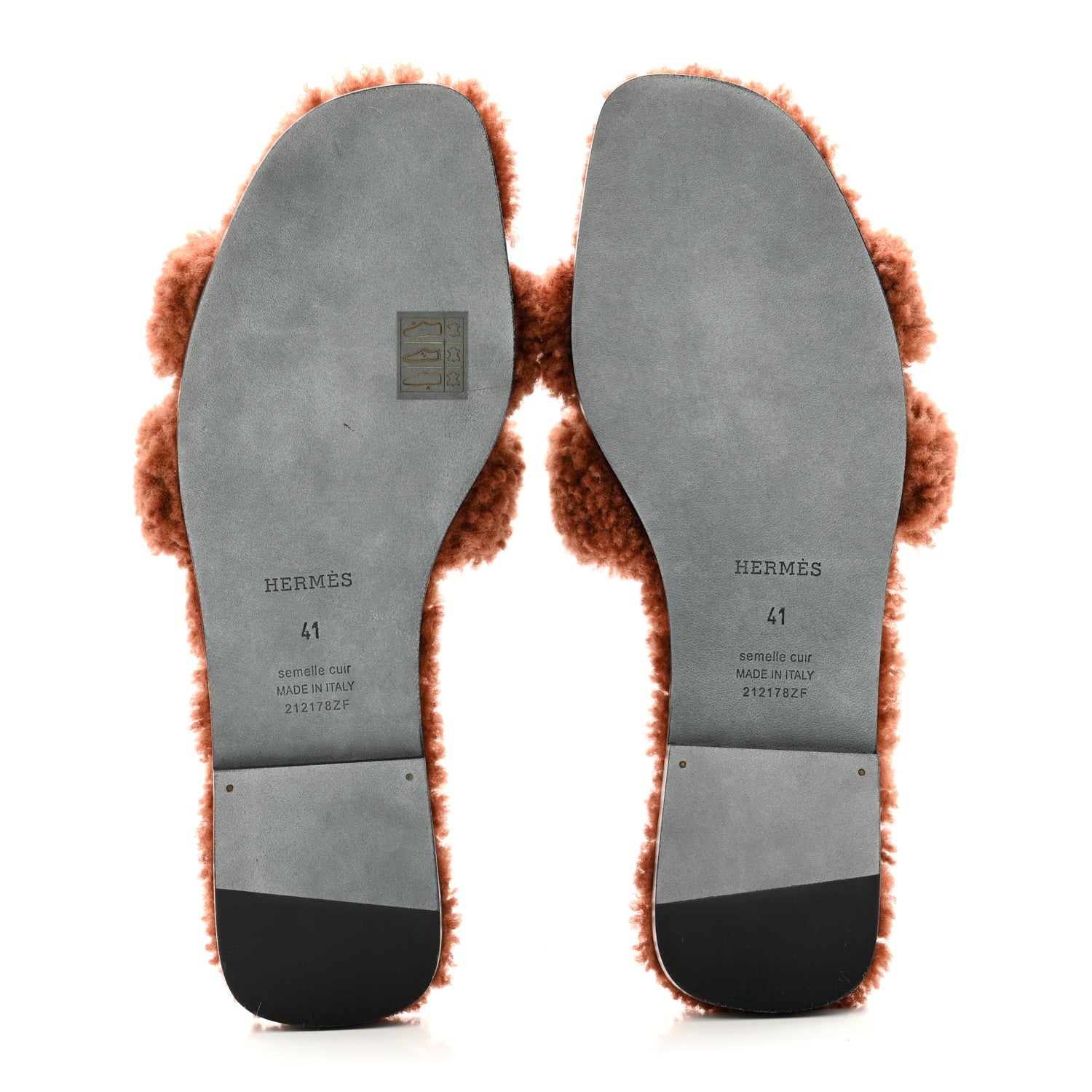 Hermes Woolskin Oran Sandals 41 Cognac 5 of 8