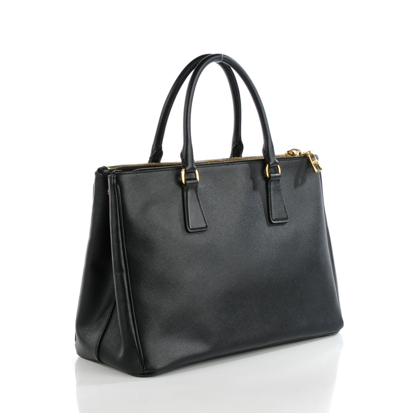 Saffiano Medium Galleria Double Zip Tote Black