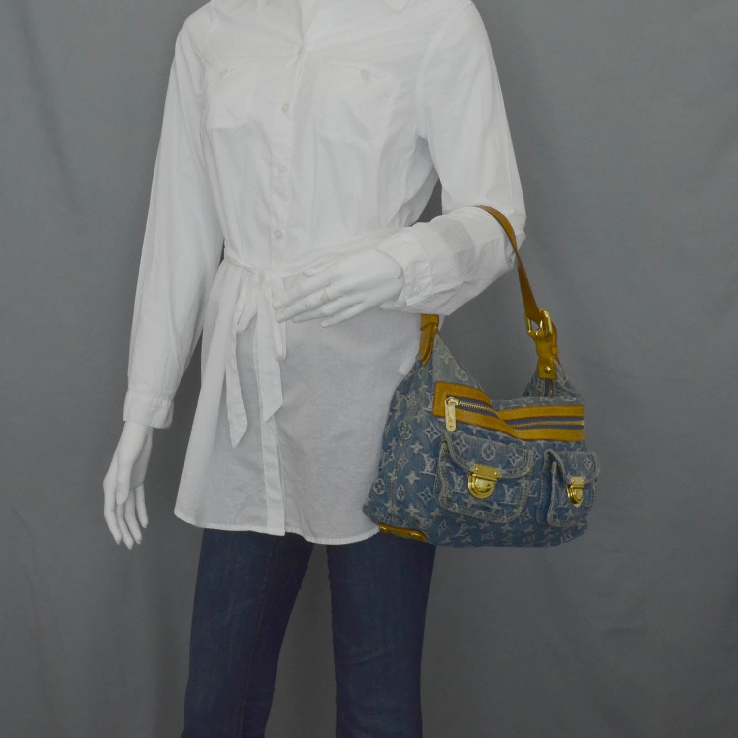 Louis Vuitton Monogram Denim Baggy PM Blue 2 of 11