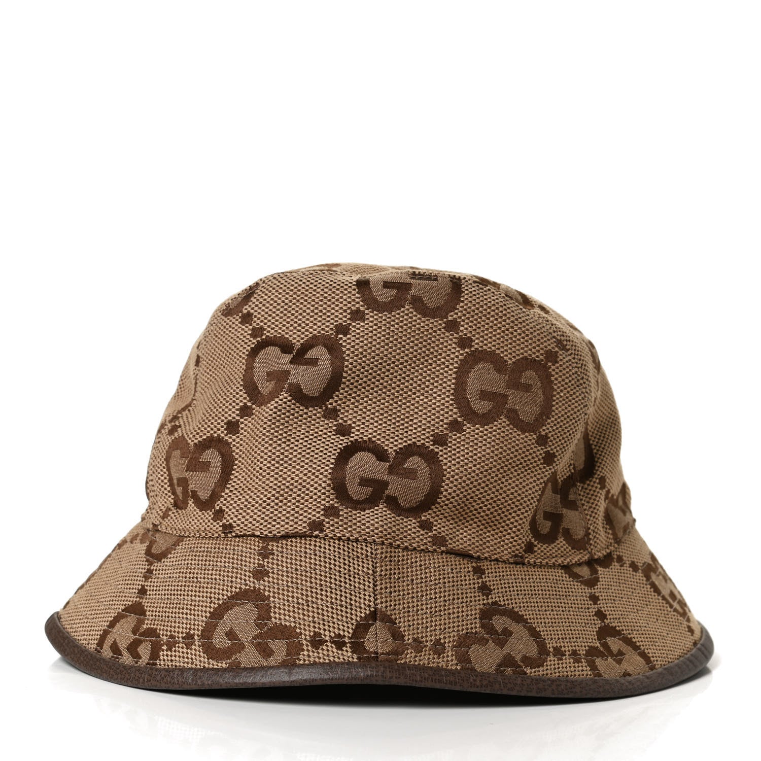Gucci Monogram Jumbo GG Bucket Hat L Camel Ebony New Acero 3 of 11