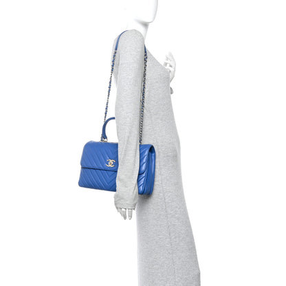 Chanel Lambskin Chevron Quilted Medium Trendy CC Dual Handle Flap Bag Blue 2 of 11