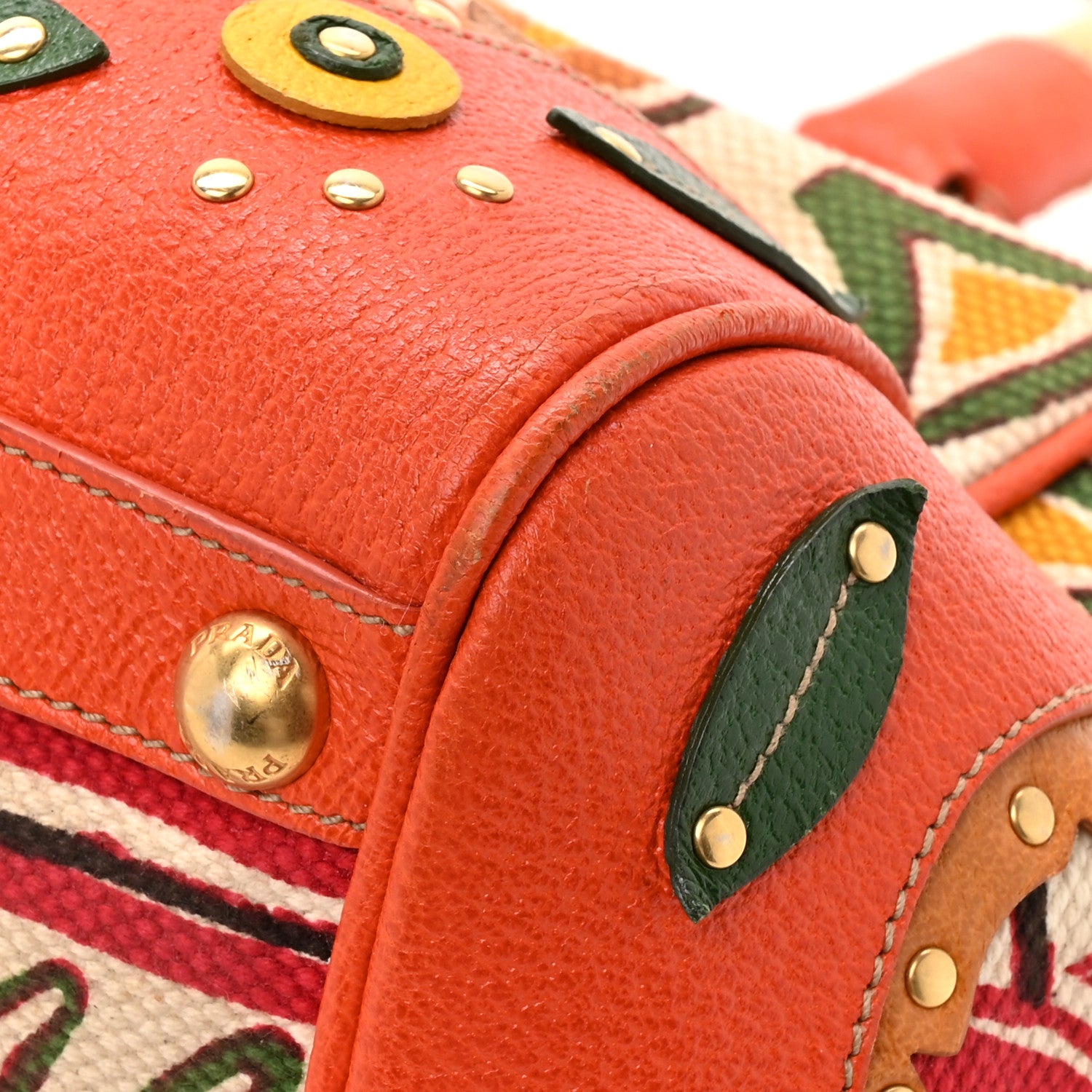 Prada Canapa Stampata Frame Bag Papaya 10 of 15