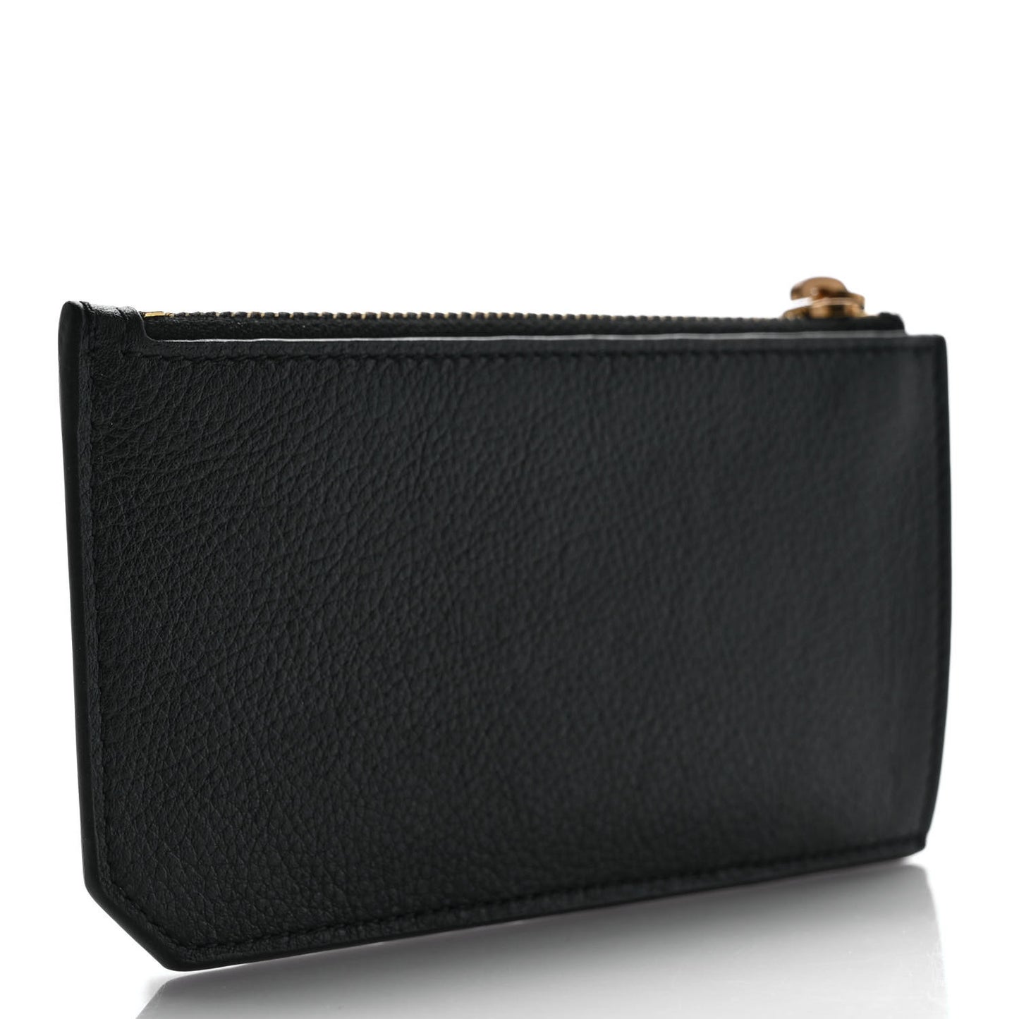 Grained Calfskin Monogram 5 Fragments Zip Pouch Card Holder Black