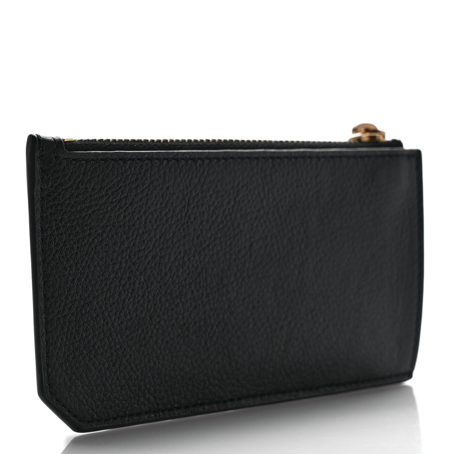 Saint Laurent Grained Calfskin Monogram 5 Fragments Zip Pouch Card Holder Black 3 of 7