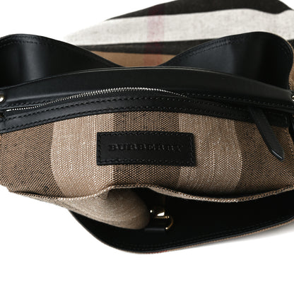 Burberry Canvas Mega Check Medium Ashby Hobo Black 7 of 16