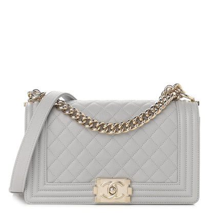 Chanel Caviar Quilted Medium Boy Flap Light Grey 1 of 10