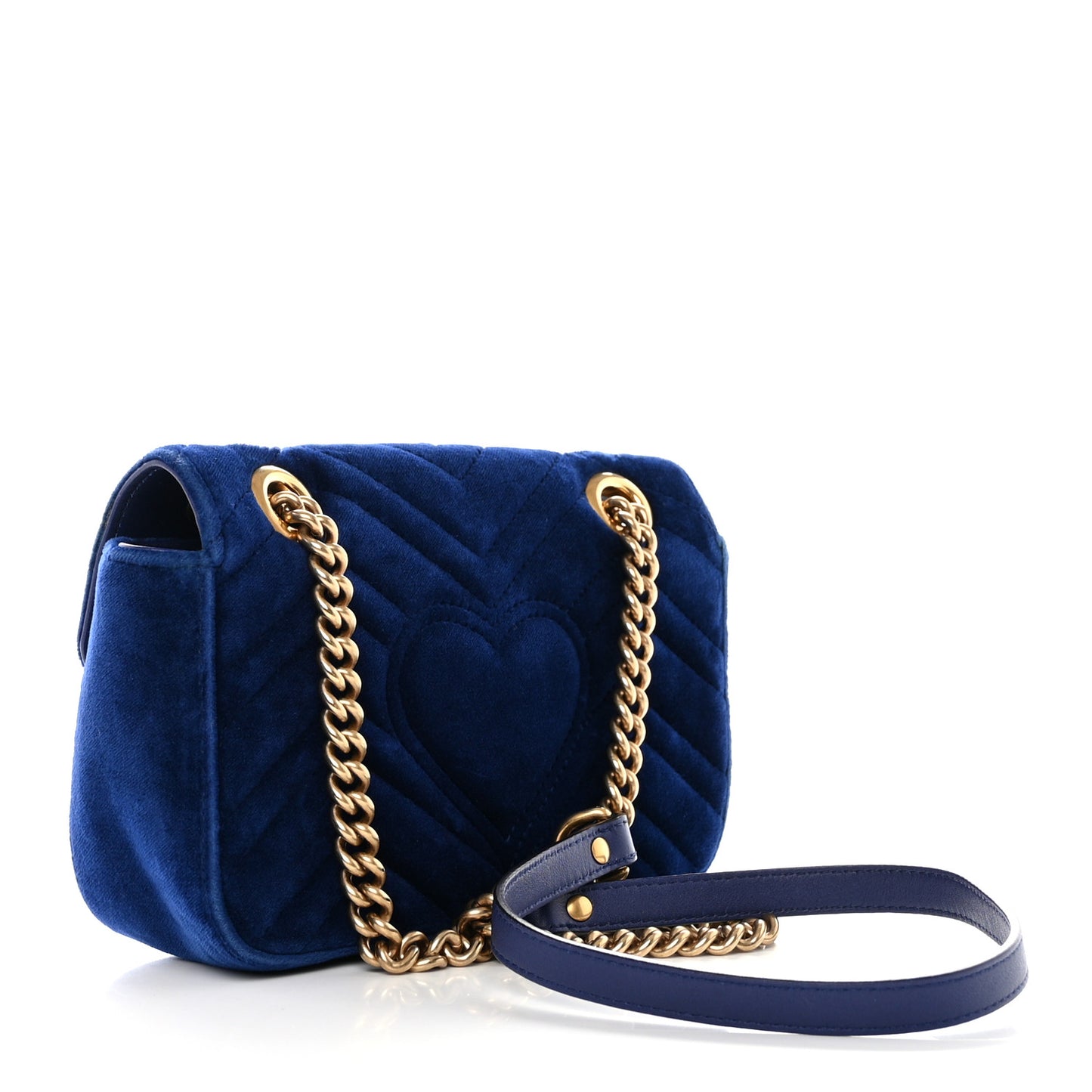 Velvet Matelasse Mini GG Marmont Shoulder Bag Cobalt Blue