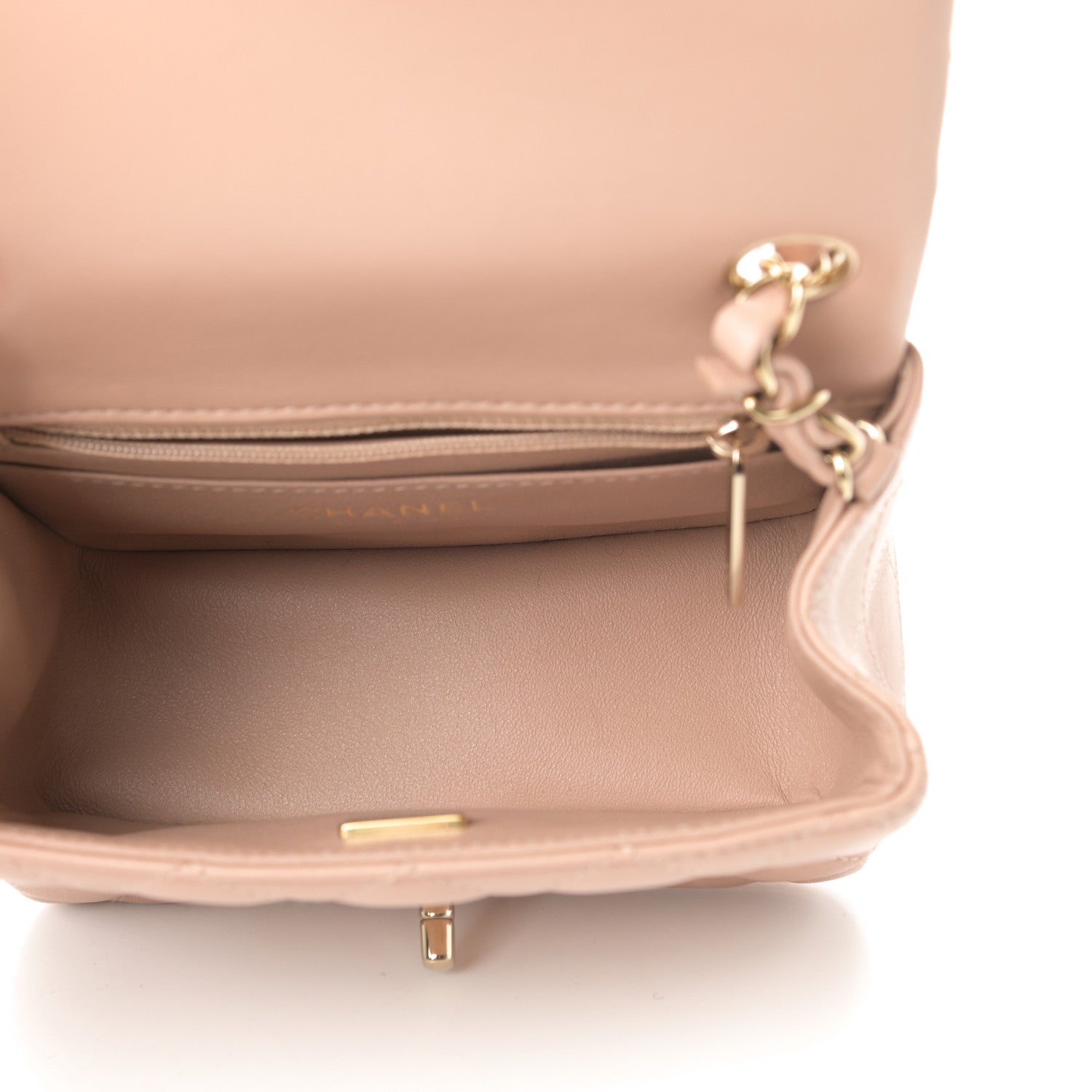 Chanel Lambskin Quilted Mini Square Flap Beige 5 of 11