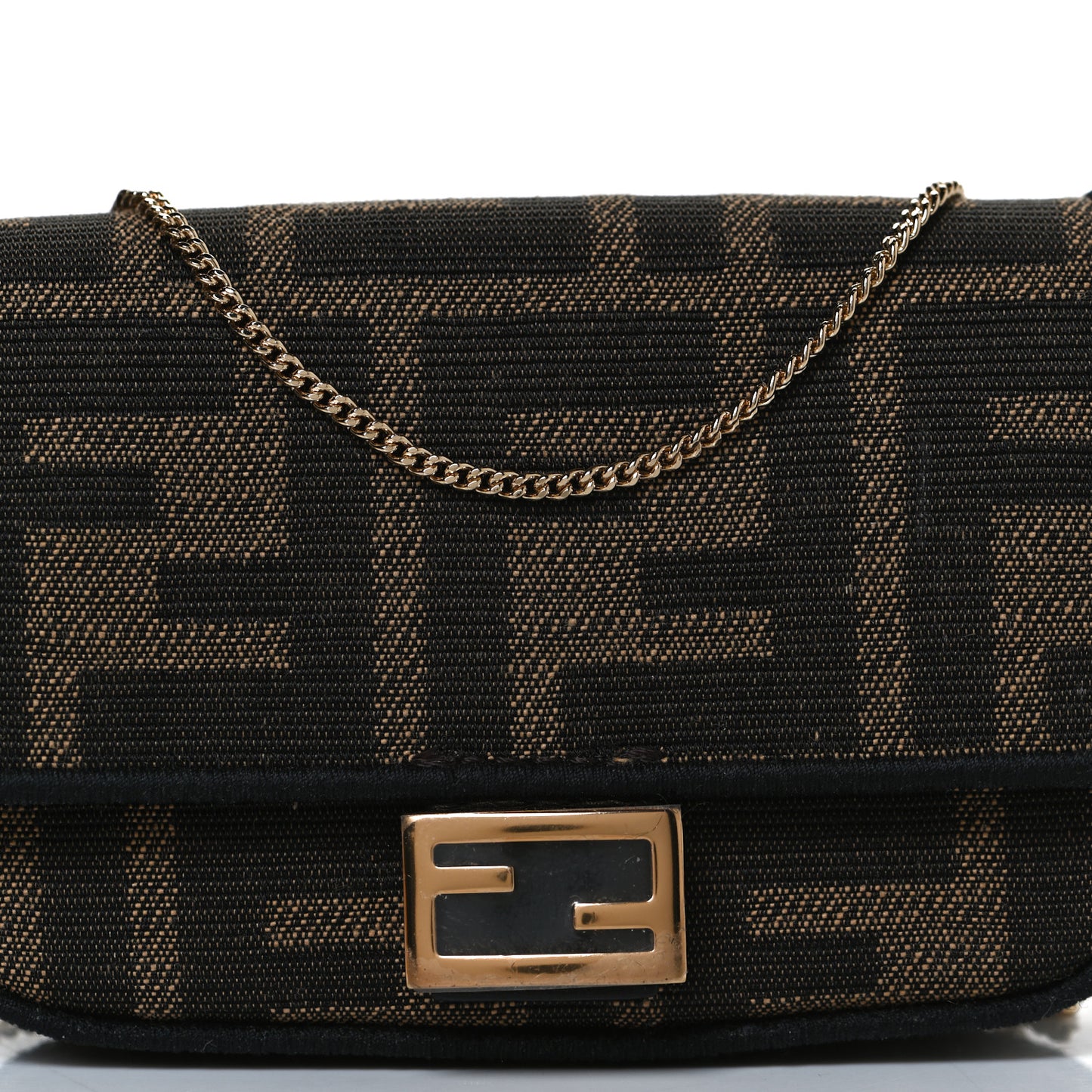 Fabric Jacquard FF 1974 Nano Baguette Charm Tobacco Moro Black