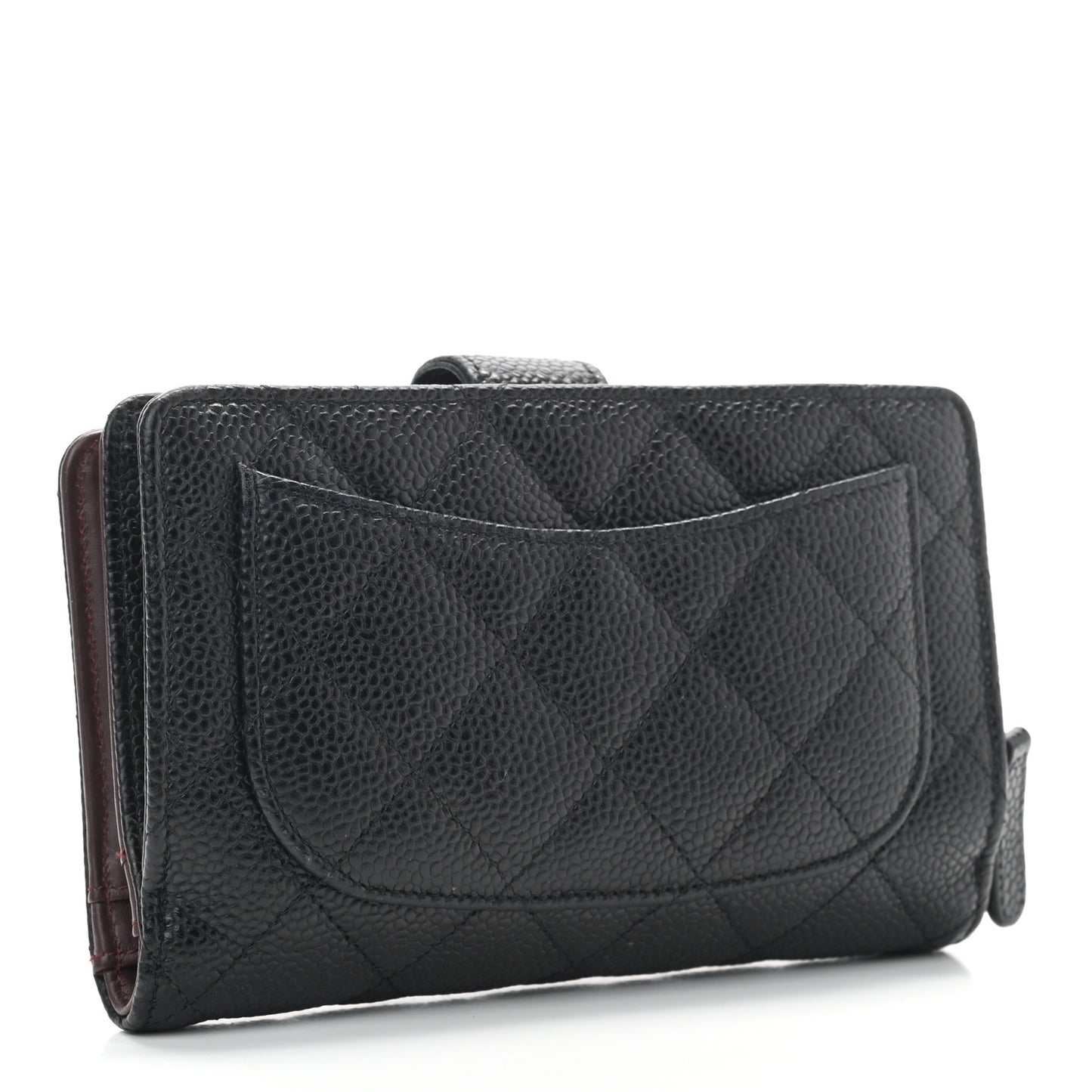 Caviar Quilted Zipped Pocket Wallet Black