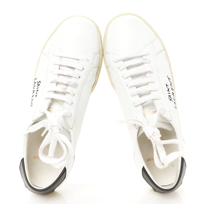 Saint Laurent Calfskin Embroidered Court Classic Sneakers 38 White Black 2 of 9