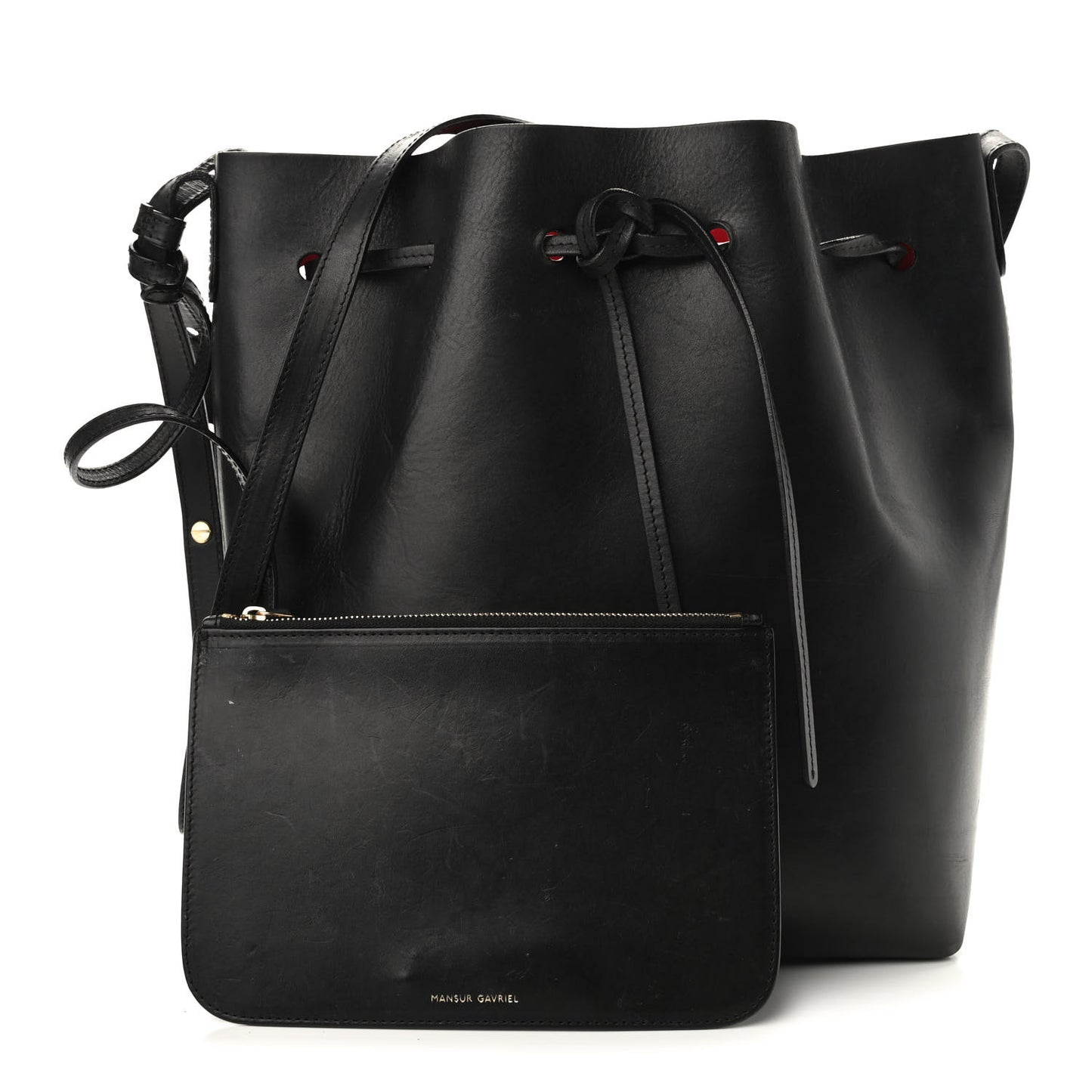 Vegetable Tanned Calfskin Bucket Bag Black Flamma