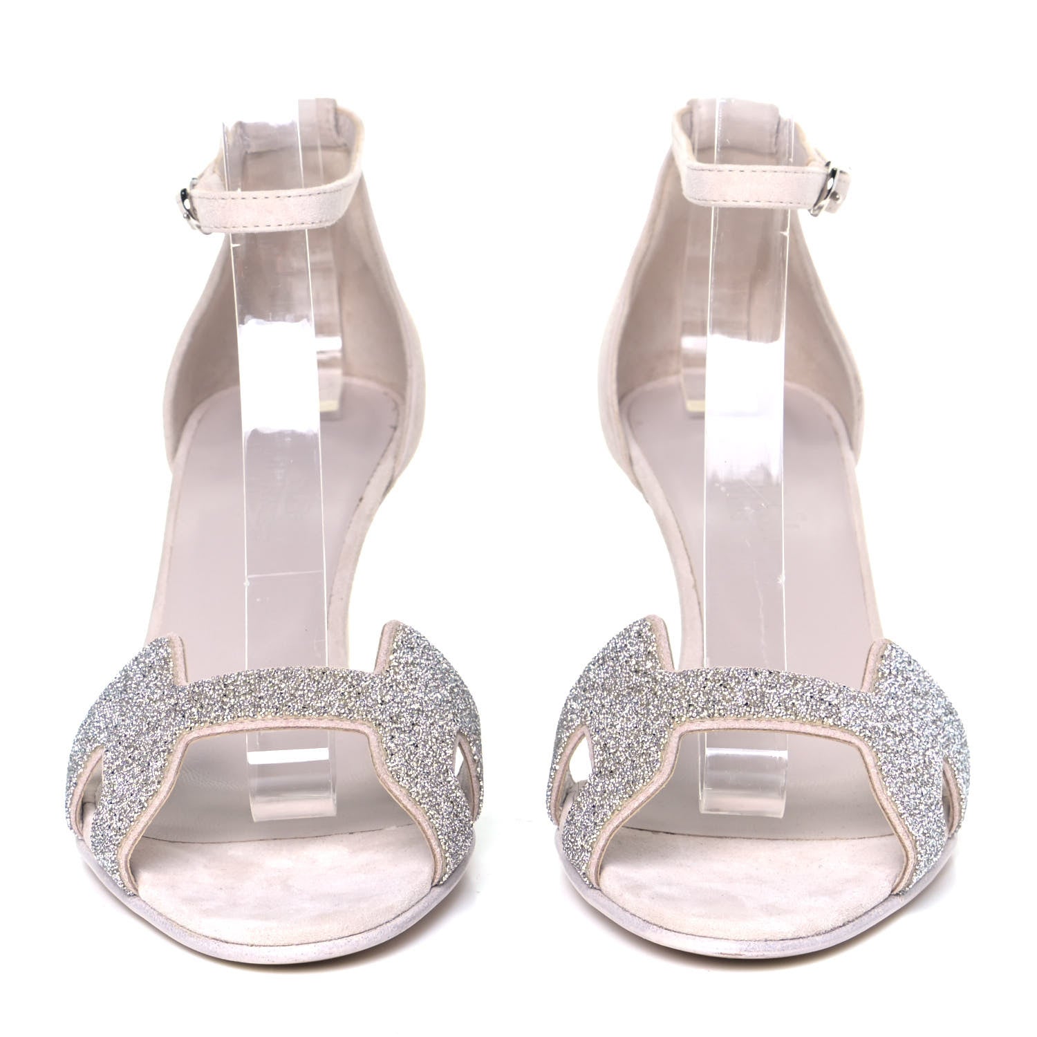 Hermes Suede Goatskin Crystal Premiere 70 Sandals 37 4 of 8