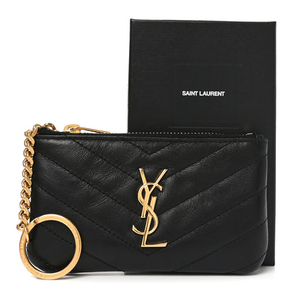 Saint Laurent Calfskin Matelasse Monogram Key Pouch Black 8 of 8