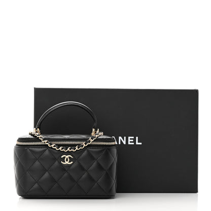 Chanel Lambskin Quilted Small Top Handle Vanity Case With Chain Black 11 of 11
