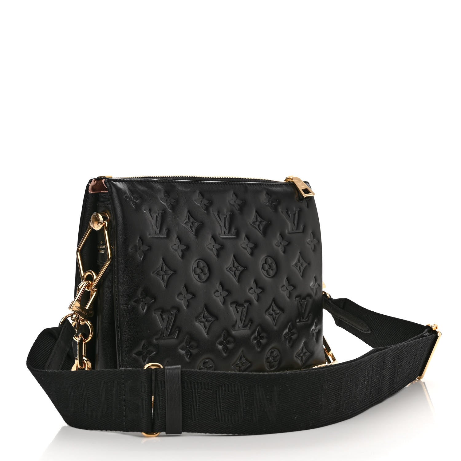 Louis Vuitton Lambskin Embossed Monogram Coussin PM Black 3 of 13