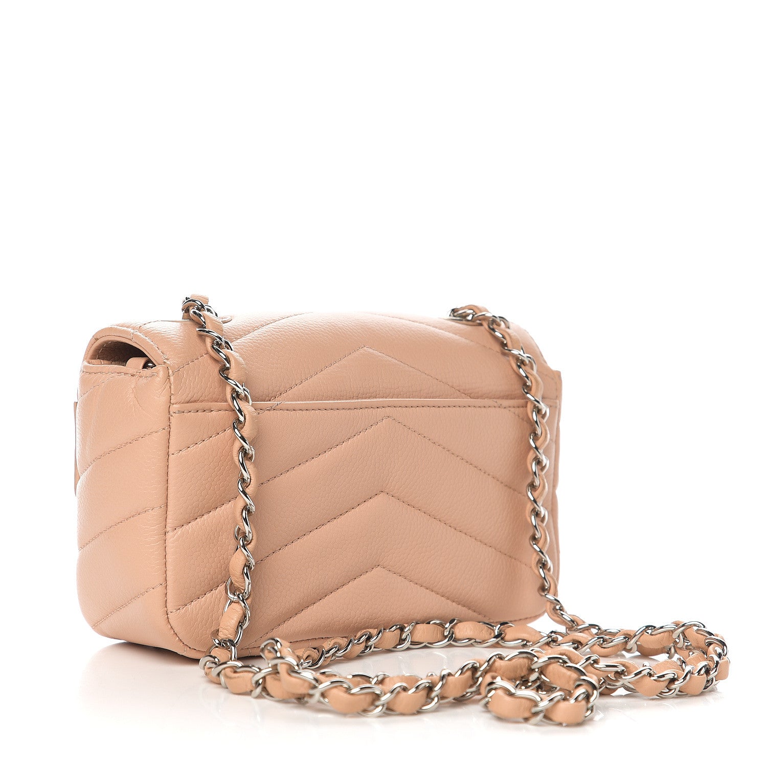 Chanel Caviar Chevron Quilted Small Single Flap Light Pink 2 of 9