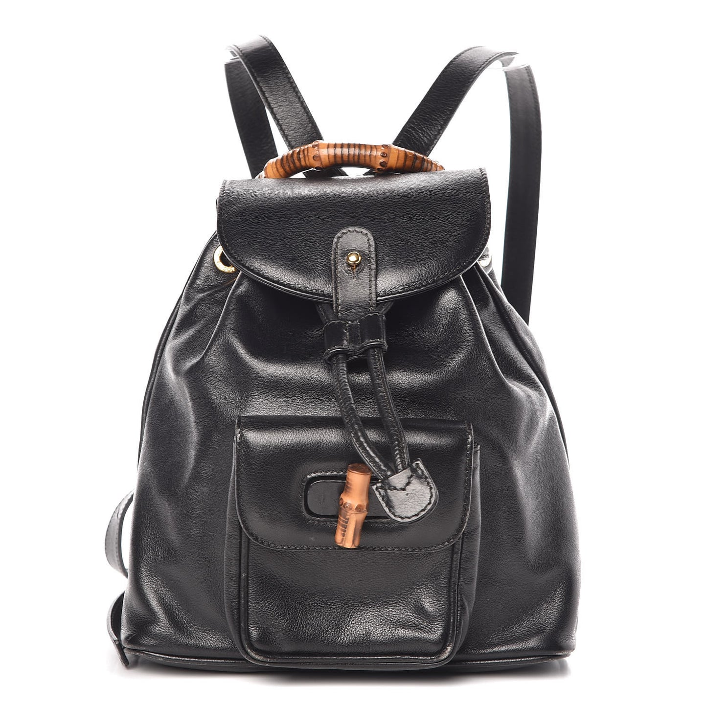 Calfskin Bamboo Backpack Black