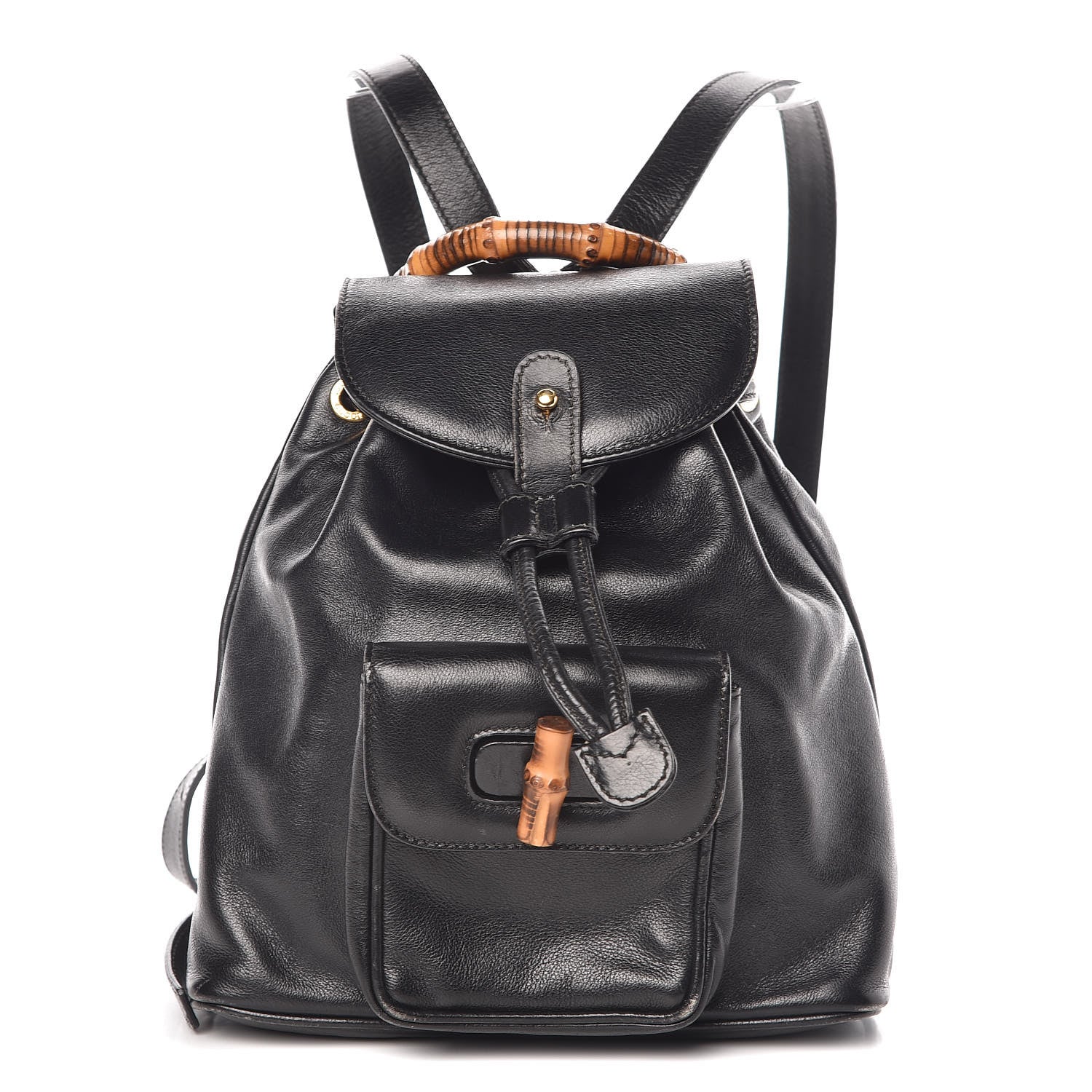 Gucci Calfskin Bamboo Backpack Black 1 of 14