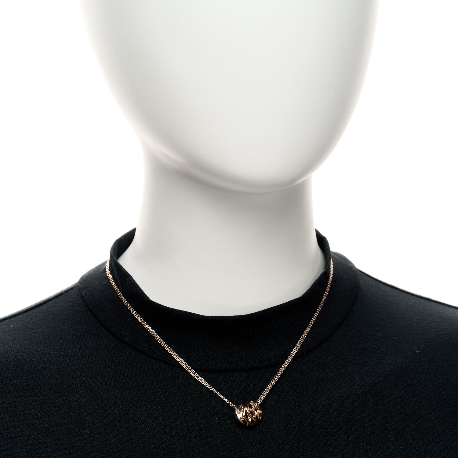 Cartier 18K White Pink Gold Diamond Three Ring LOVE Necklace 2 of 4