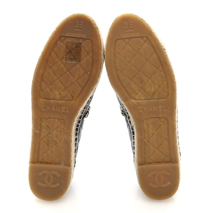 Chanel Lambskin Grosgrain Quilted CC Chain Espadrilles 36 Black 5 of 9