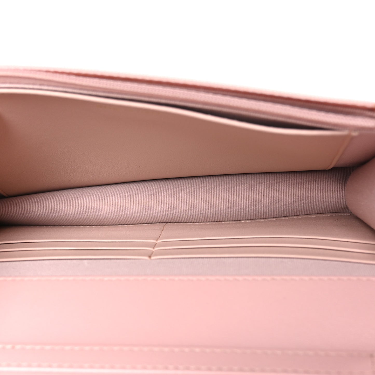 Shiny Lambskin Quilted Golden Links Wallet On Chain WOC Light Pink