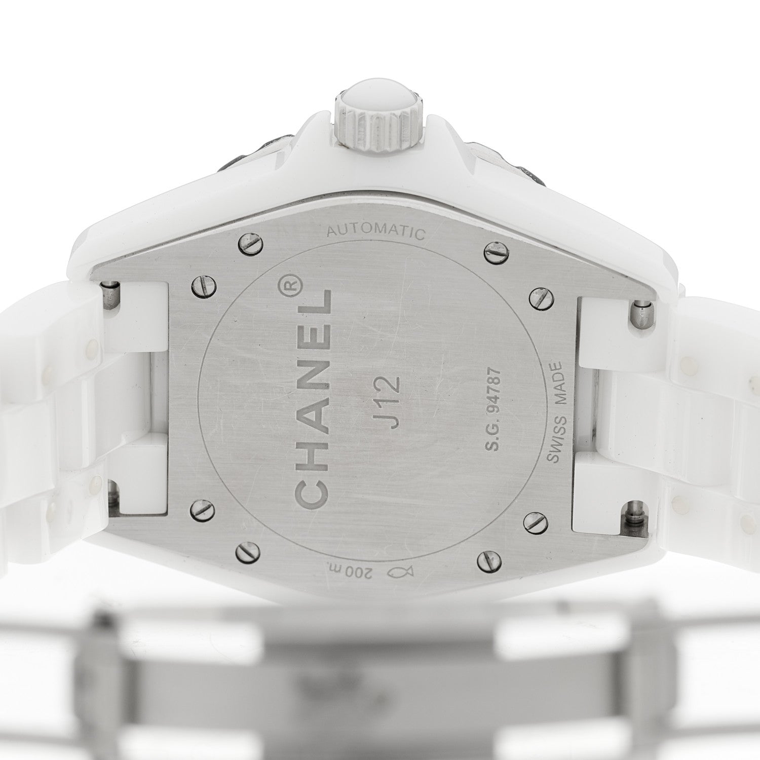 Chanel Stainless Steel Ceramic Diamond 38mm J12 Automatic Watch White 4 of 4