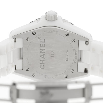 Chanel Stainless Steel Ceramic Diamond 38mm J12 Automatic Watch White 4 of 4