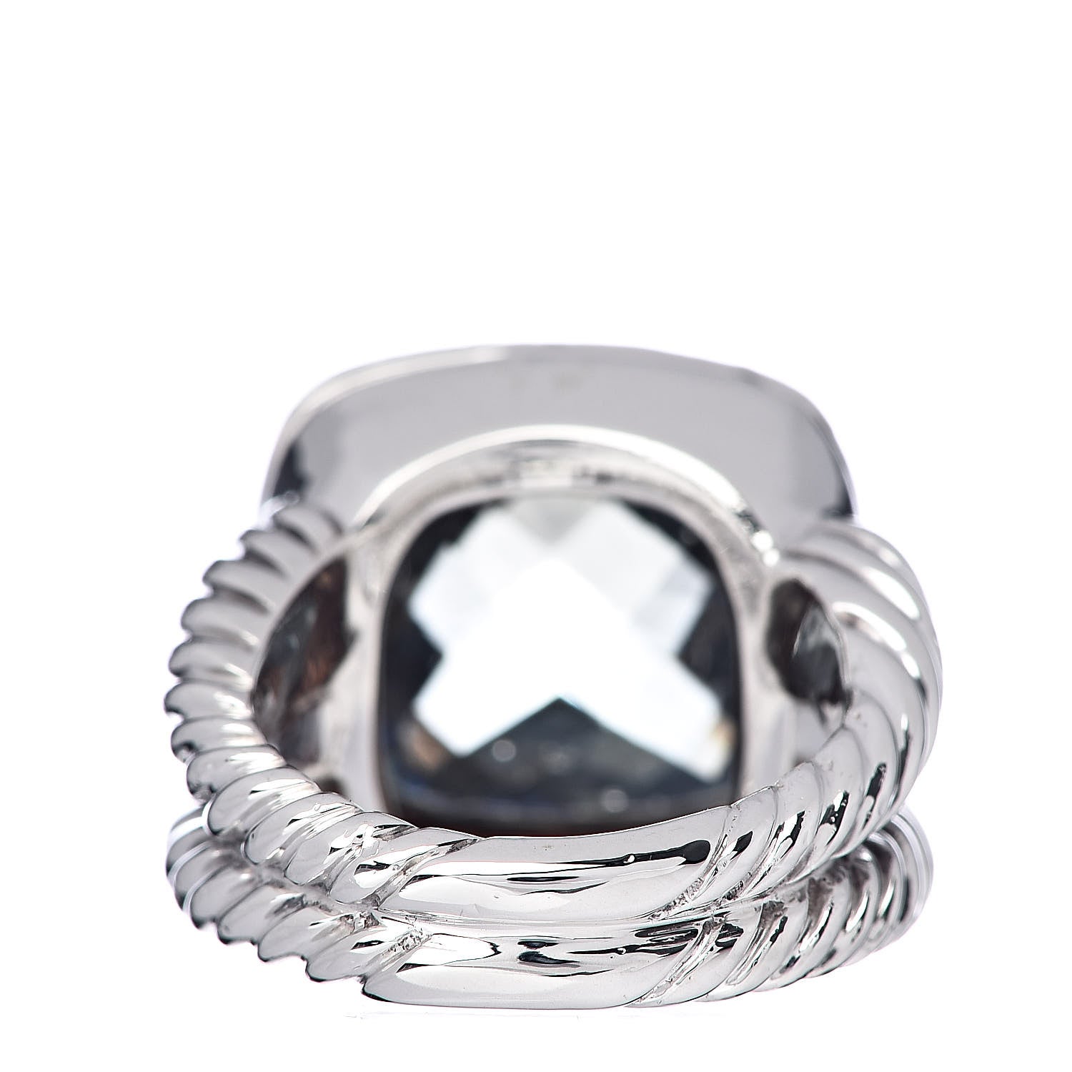 David Yurman Sterling Silver Diamond Prasiolite 14mm Albion Ring 54 7 4 of 5