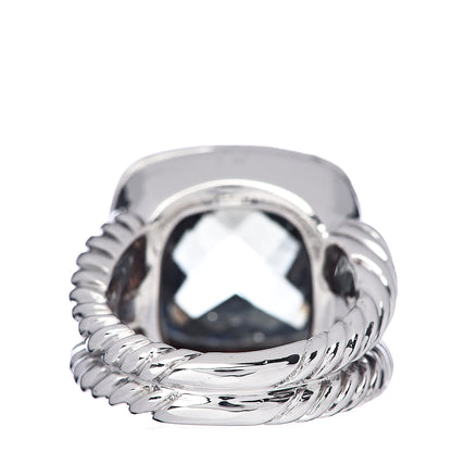David Yurman Sterling Silver Diamond Prasiolite 14mm Albion Ring 54 7 4 of 5