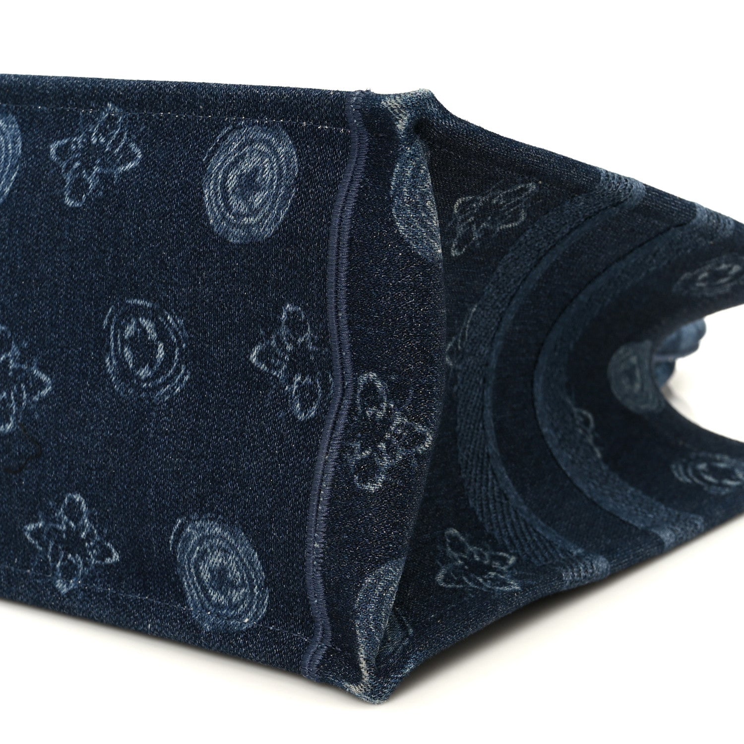 Christian Dior Denim Flowers Embroidered Medium Book Tote Blue 10 of 14
