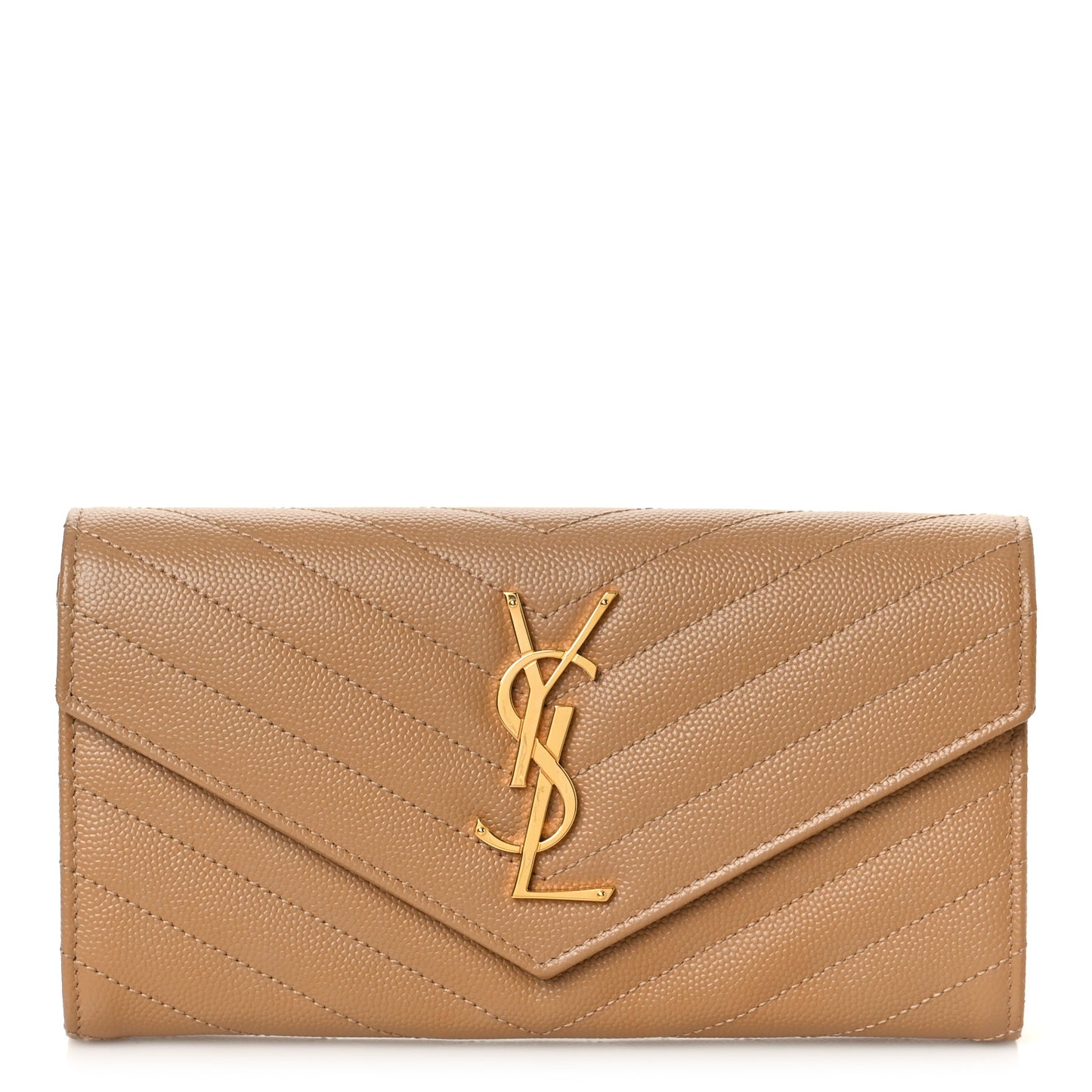 Grain De Poudre Matelasse Chevron Monogram Flap Wallet Cork