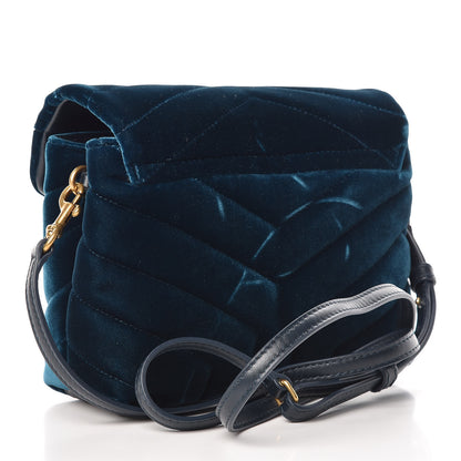 Saint Laurent Velvet Y Quilted Monogram Toy Loulou Chain Satchel Dark Ottanio 3 of 15