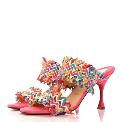 Christian Louboutin Nappa Velvet Suede Raffia Meroine 85 Sandals 40 Multicolor 3 of 8