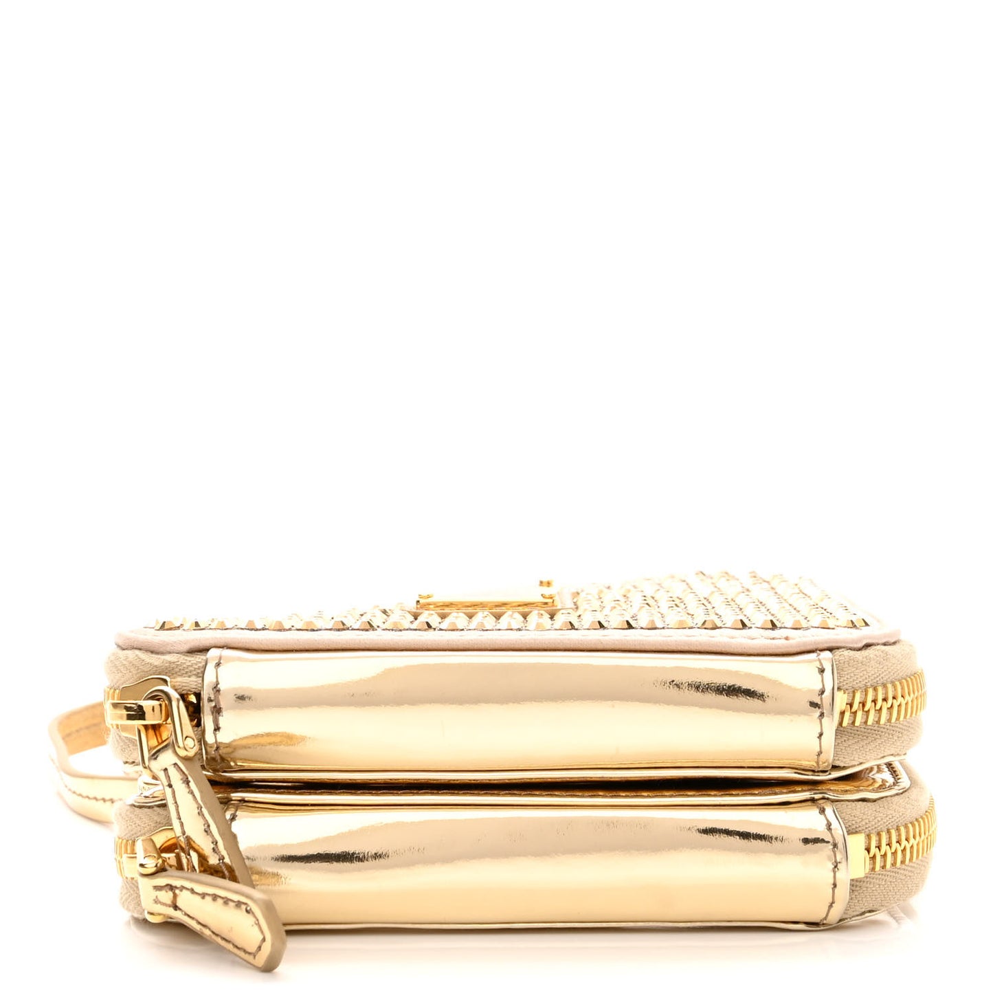 Satin Crystal Mini Triangle Crossbody Pouch Platino