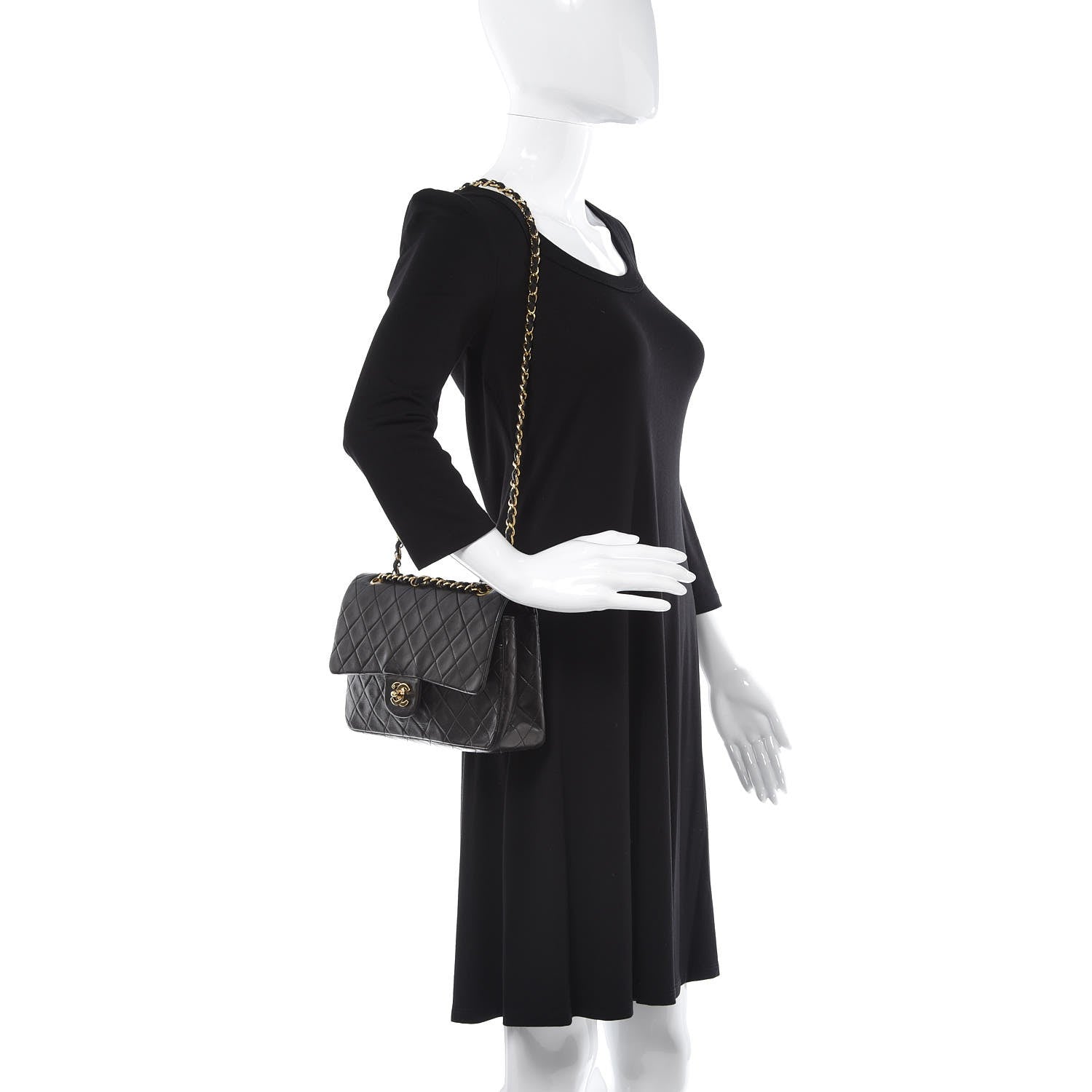 Chanel Lambskin Quilted Medium Double Flap Black 3 of 12