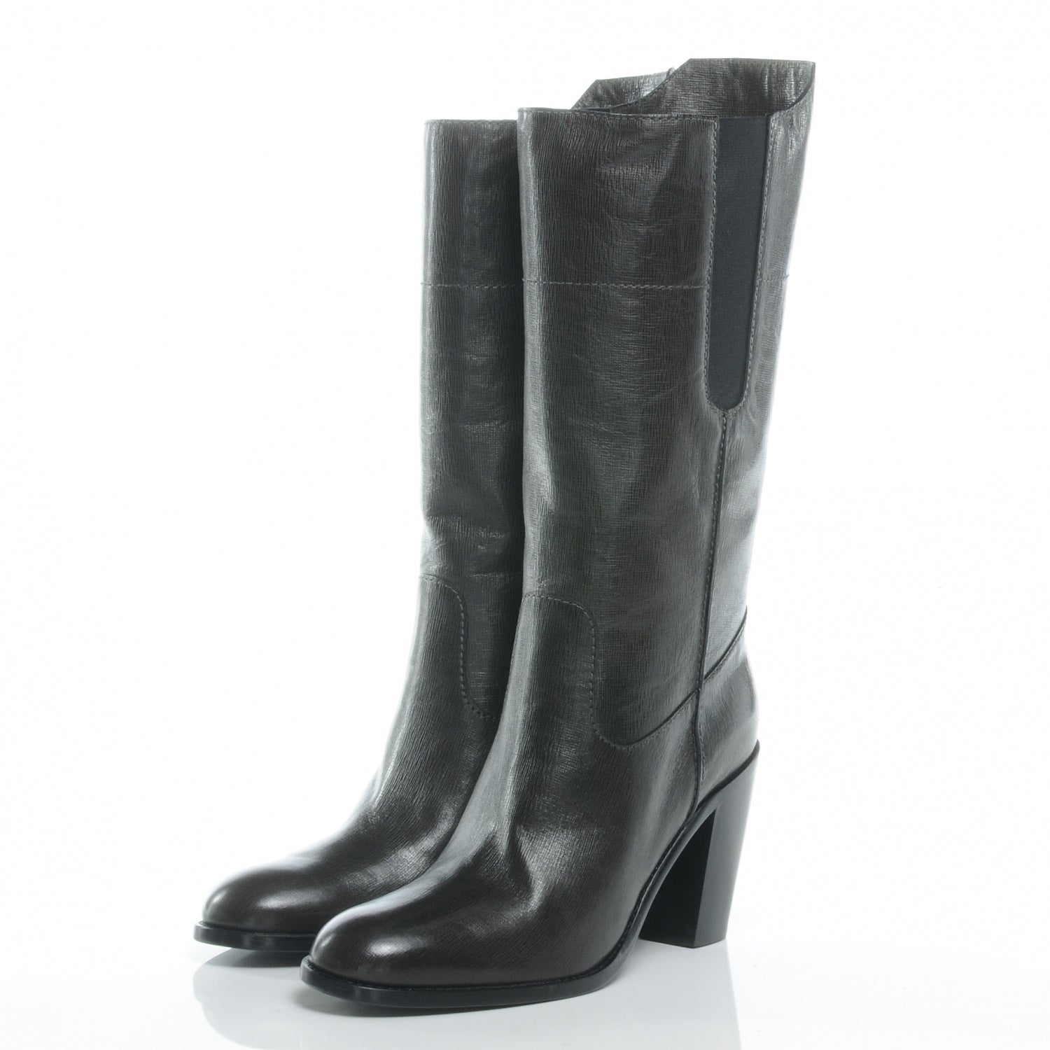 Chanel Leather Coco Boy Boots 40 Gris Fonce 3 of 7