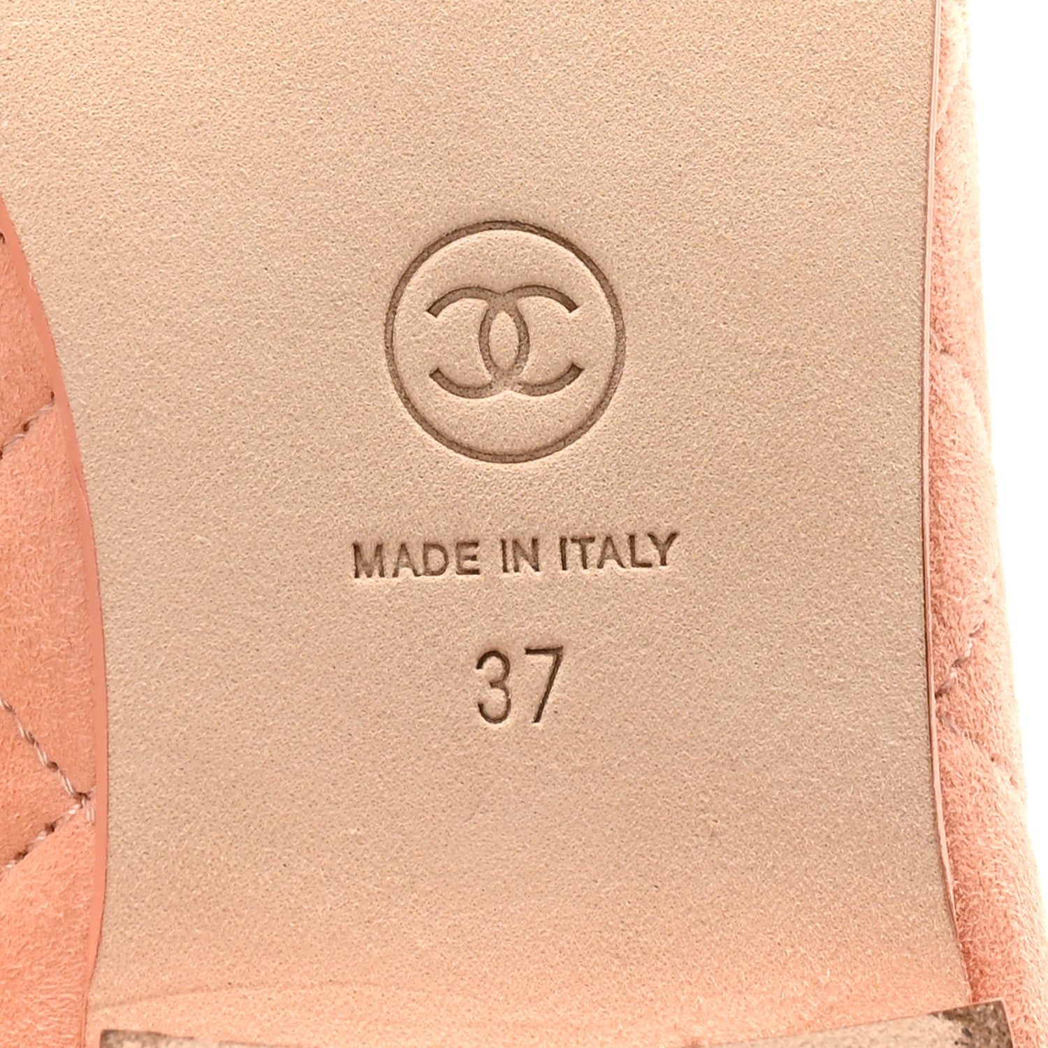 Chanel Suede Quilted Cap Toe CC Ballerina Flats 37 Light Orange 7 of 10