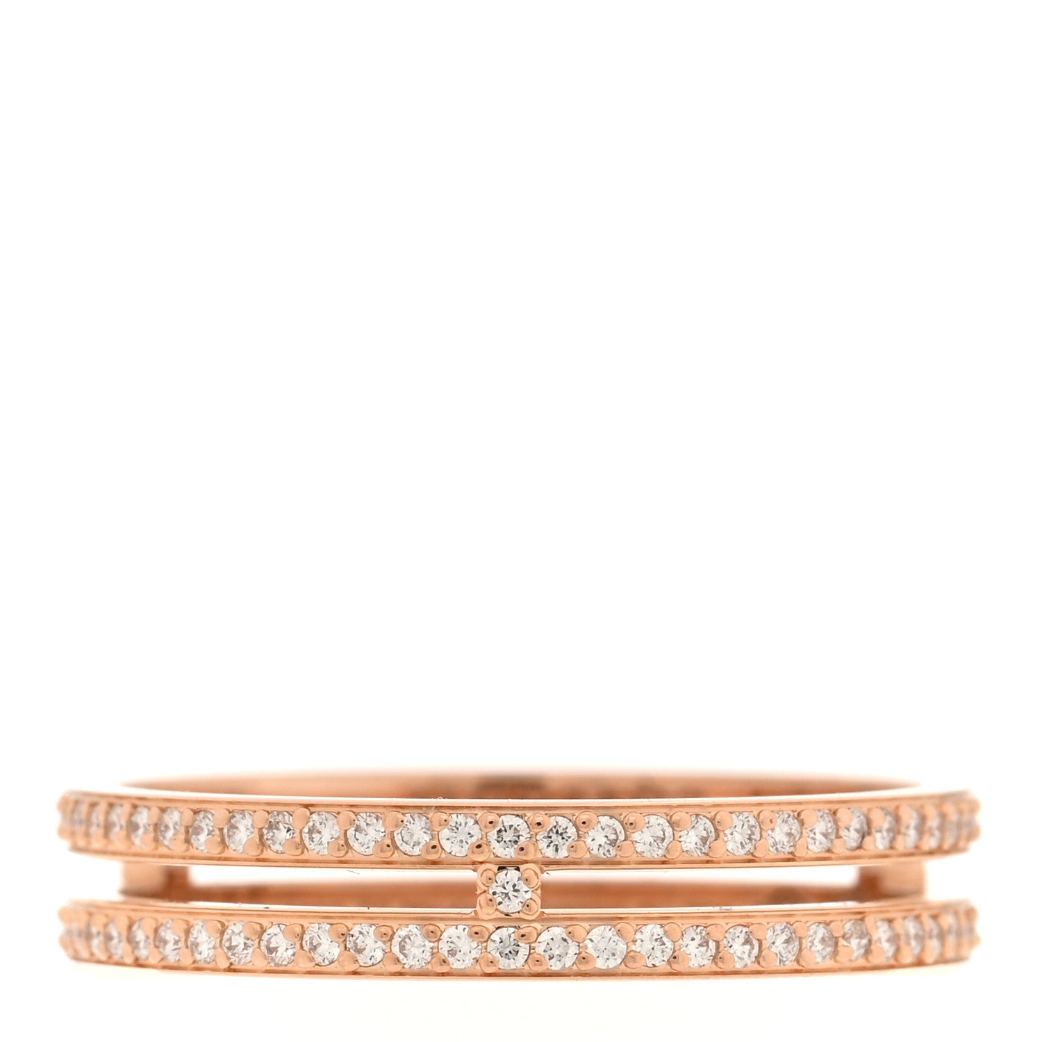 Hermes 18K Rose Gold Diamond Ariane Wedding Band Ring 53 6.5 1 of 5