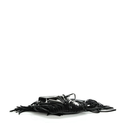 Saint Laurent Sheepskin Matelasse Chevron Fringe Small Monogram Anita Crossbody Bag Black 4 of 6