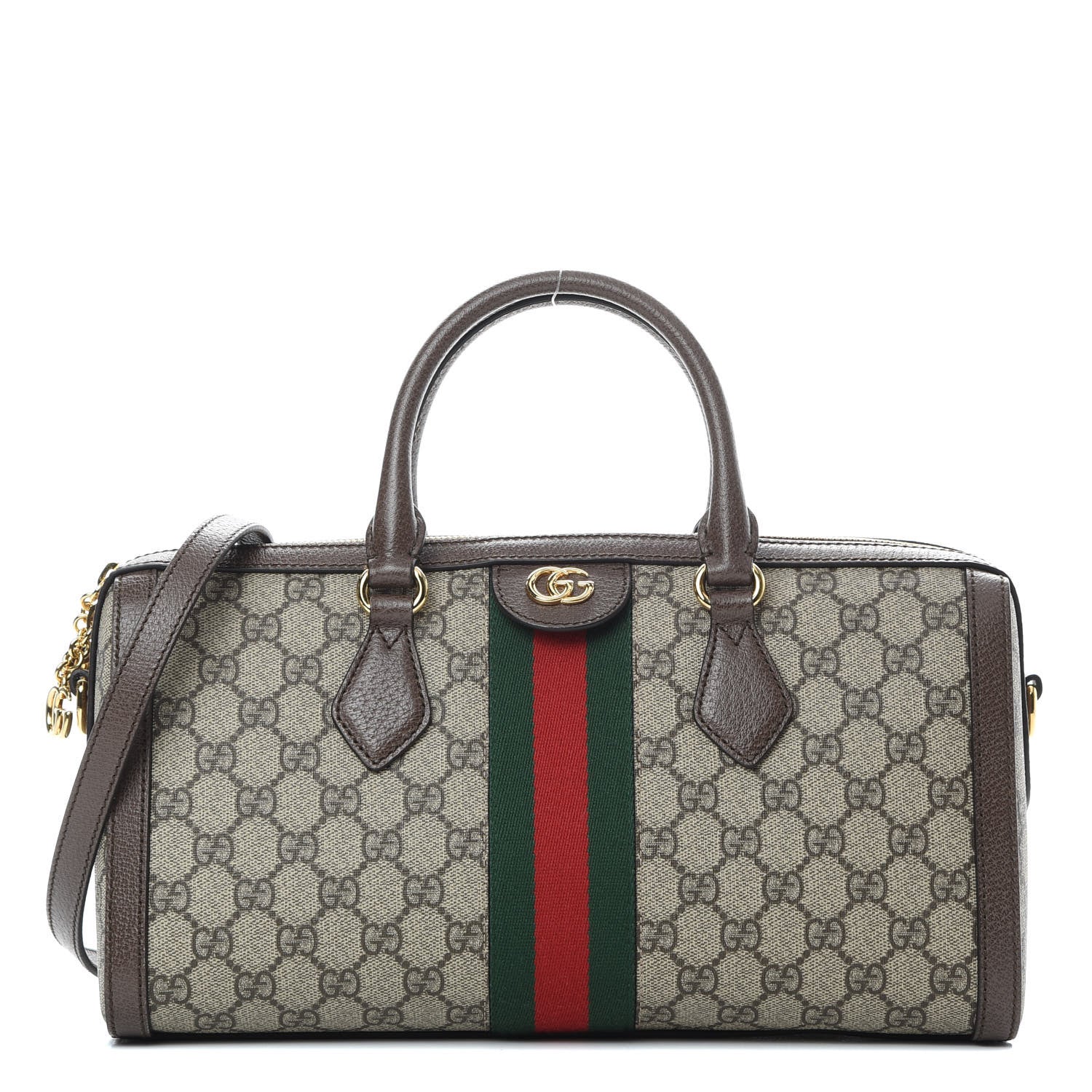 Gucci GG Supreme Monogram Web Medium Ophidia Boston Brown 1 of 10