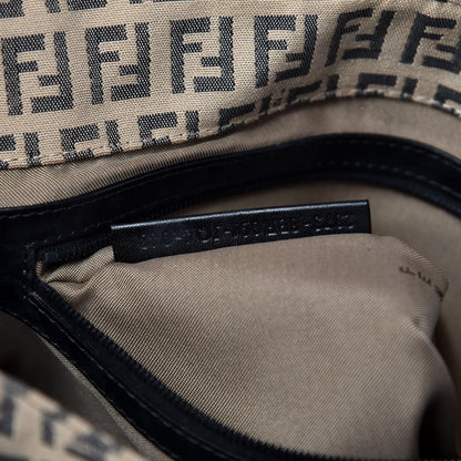 Fendi Zucchino Vitello Shoulder Bag Beige Black 8 of 9