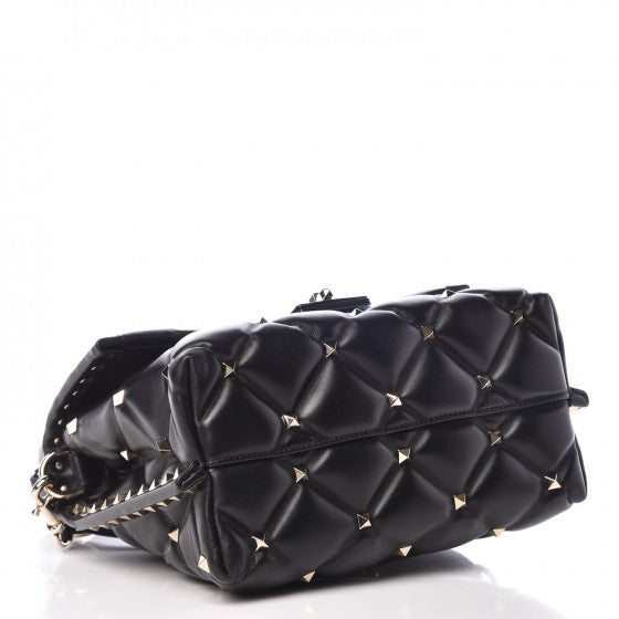 Valentino Garavani Lambskin VLTN Print Candystud Top Handle Bag Black 5 of 7