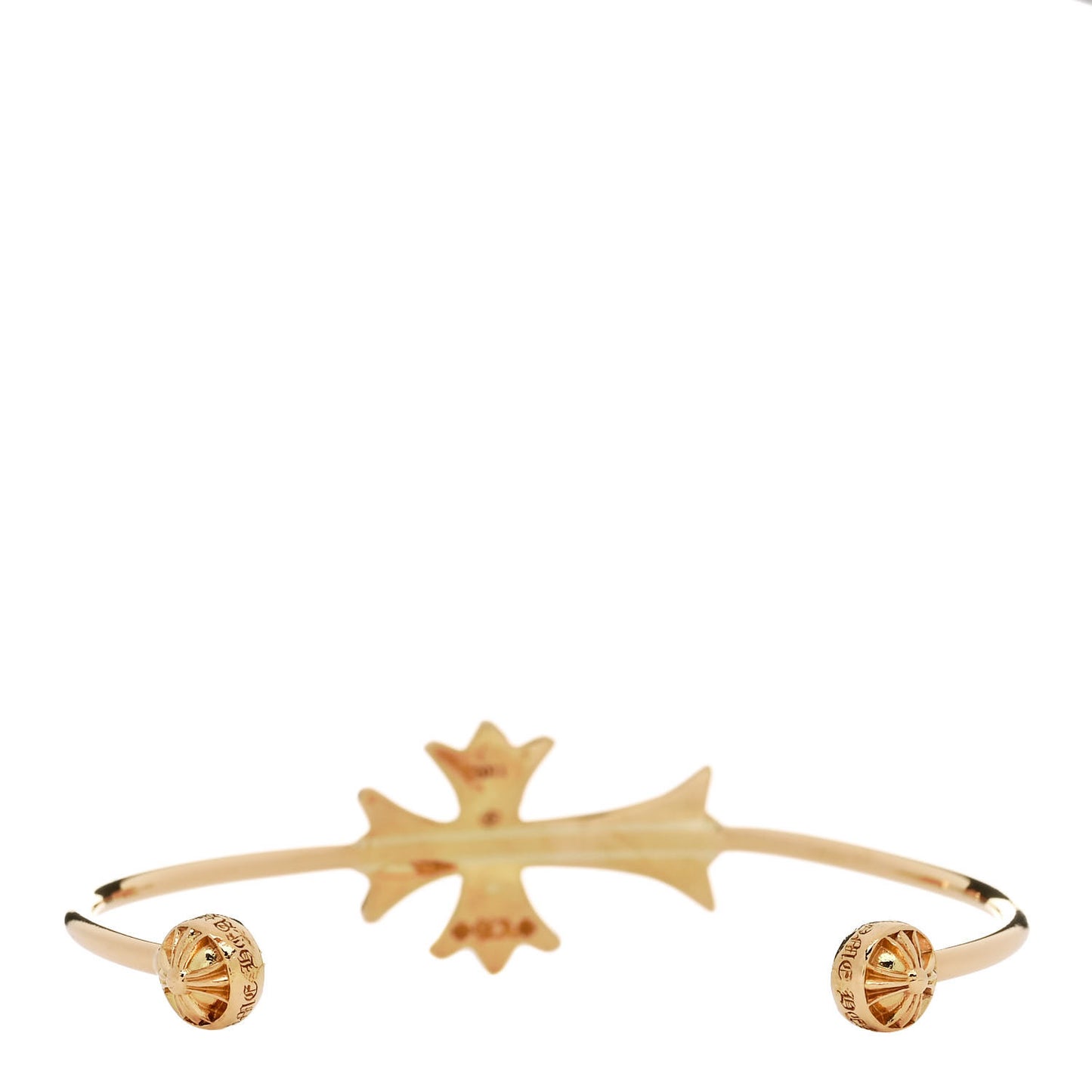 22K Yellow Gold Skinny CH Cross Bangle Bracelet