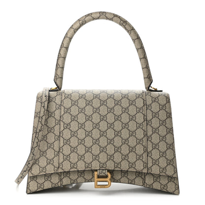 Balenciaga X GUCCI GG Supreme Monogram Medium Hourglass Top Handle Bag Beige Ebony 1 of 9